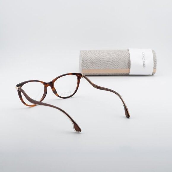 Jimmy Choo Jimmy Choo JC258 0086 00 Eyeglasses Havana/Gold 54mm Cat Eye Size ONE SIZE - 11 Thumbnail