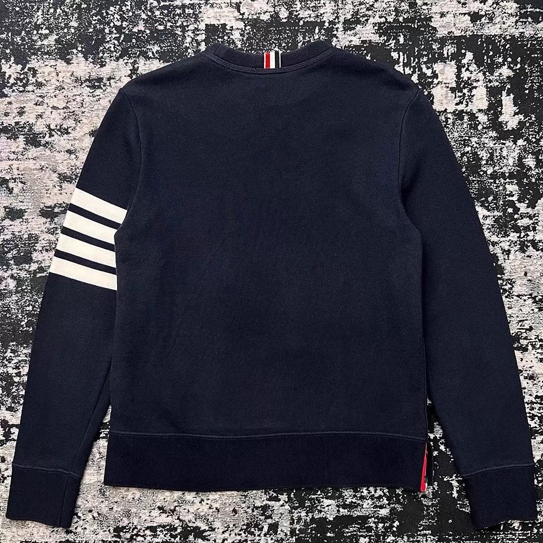 Thom Browne TB 4-stripe navy blue sweatshirt 3 Size L / US 10 / IT 46 - 7 Thumbnail