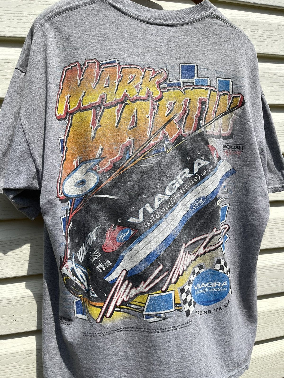 NASCAR 90s Viagra NASCAR Ford Racing Mark Martin Vintage Tee Shirt Size US XL / EU 56 / 4 - 16 Thumbnail