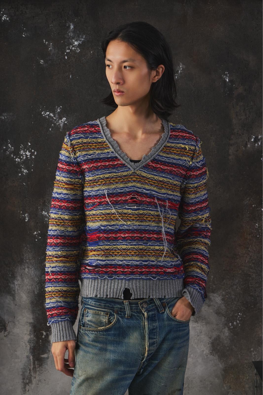 Maison Margiela Maison Margiela Distressed Multicolor Knit Sweater Size US M / EU 48-50 / 2 - 2 Thumbnail