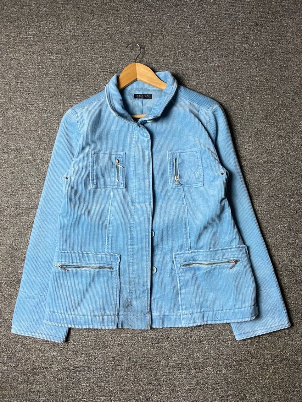 Japanese Brand ELKYA Corduroy Dual Pocket Jacket with Hidden Button (176) Size US XXS / EU 40 - 1 Thumbnail