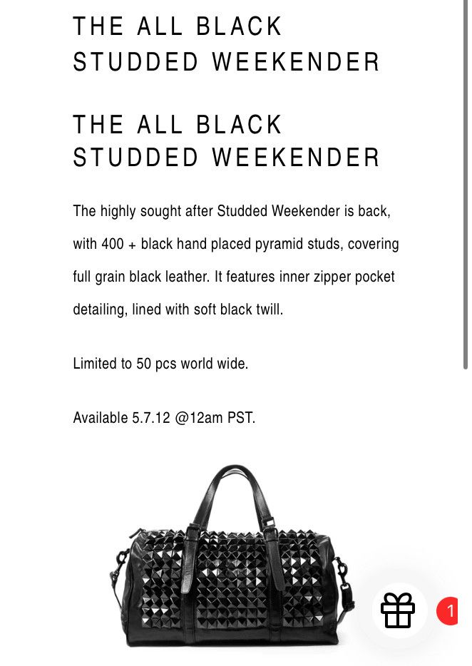 Stampd Stampd LA Studded Leather Weekender Bag Black 1/50 Size ONE SIZE - 7 Thumbnail