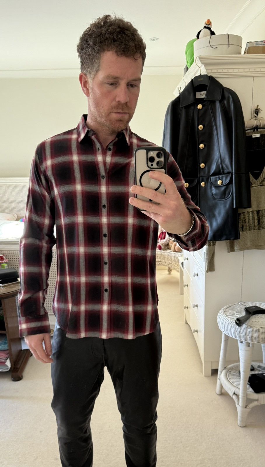 Saint Laurent Paris FW14 Saint Laurent Hedi Slimane red black flannel shirt 40 Size US L / EU 52-54 / 3 - 22 Thumbnail