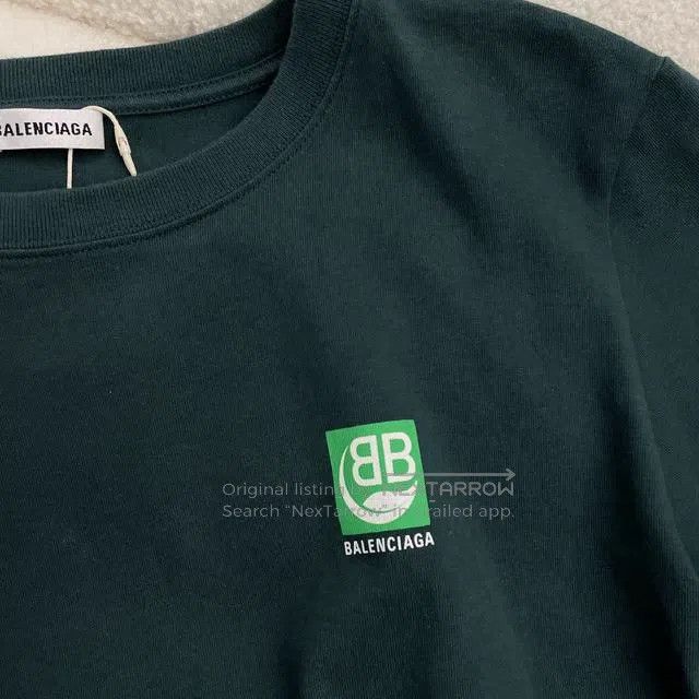Balenciaga Balenciaga Green Double B Leaf Printed Short Sleeve T-shir Size US L / EU 52-54 / 3 - 4 Thumbnail
