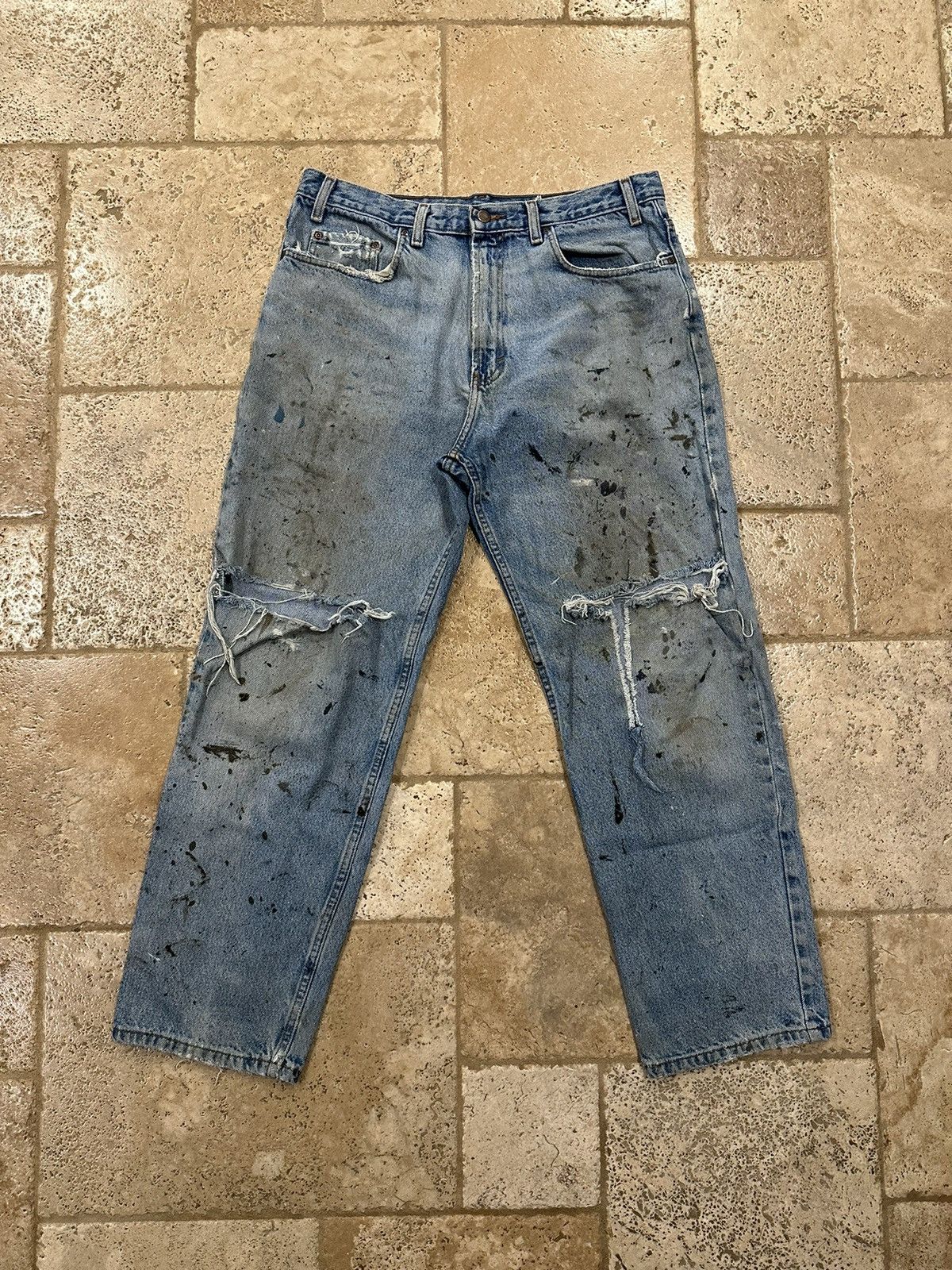 Kirkland Signature × Vintage Vintage Kirkland Distressed Blowout Painter Blue Denim Jeans Size US 36 / EU 52 - 1 Thumbnail