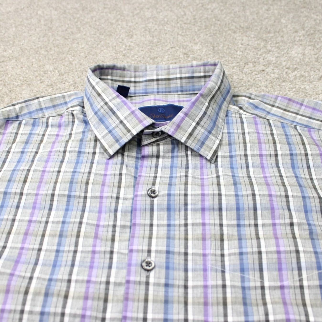 David Donahue David Donahue Shirt Mens 2XL Plaid Button-Up 100% Cotton Long Sleeve Gray Blue Purple Classic Preppy Colorful Mens Size US XXL / EU 58 / 5 - 5 Thumbnail