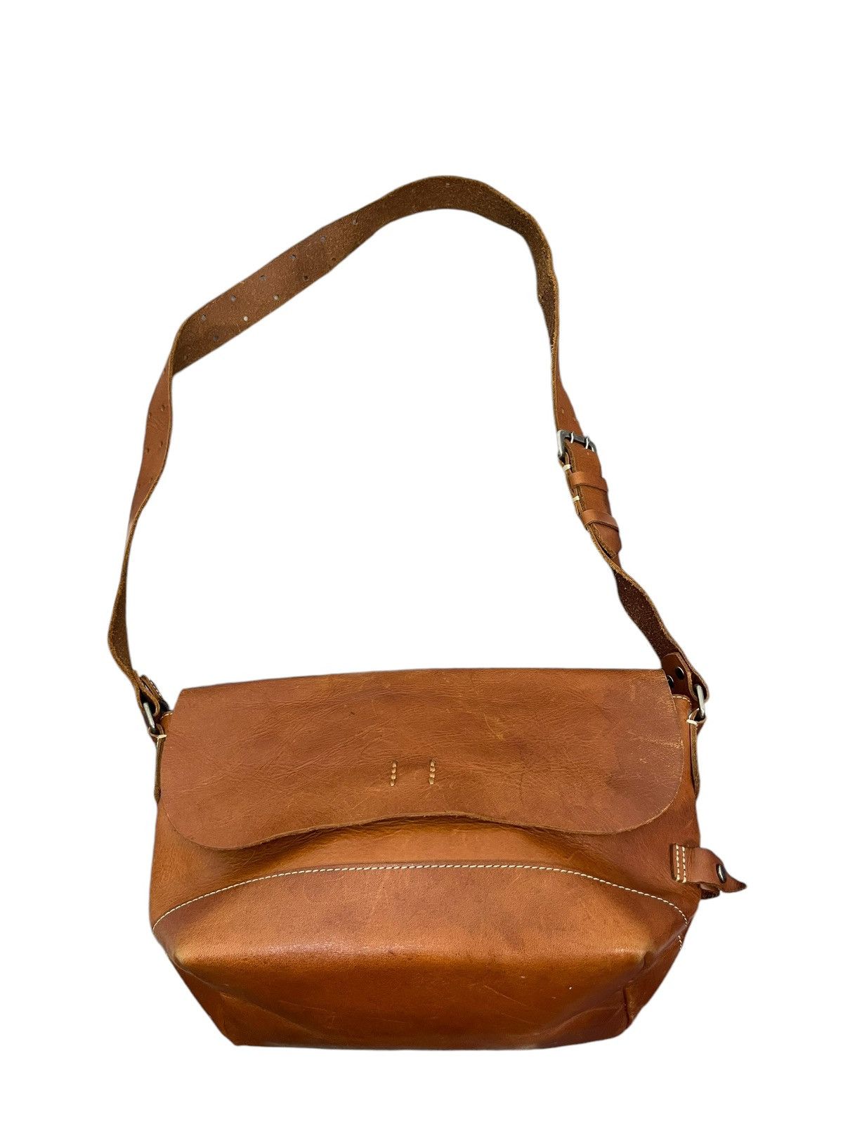 Japanese Brand Full Leather Patina Beach Sound Cross Body Bag 4🟩 Size ONE SIZE - 5 Thumbnail