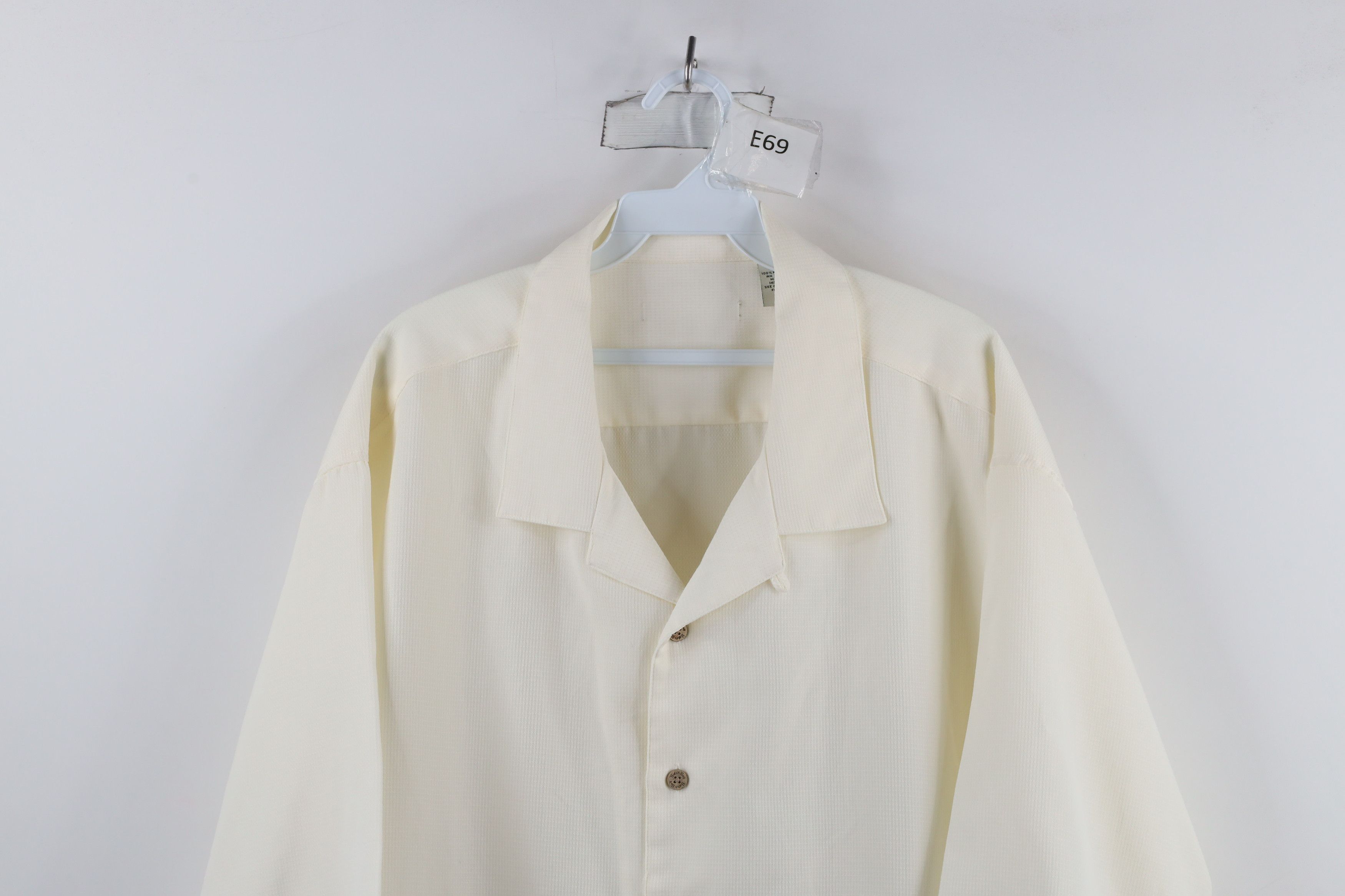 Vintage Vintage 90s Rockabilly Leaf Looped Collar Button Shirt Cream Size US XXL / EU 58 / 5 - 2 Thumbnail