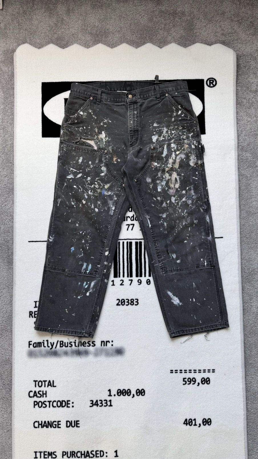 image of Carhartt Painter Double Knee Carpenters in Grey, Men's (Size 38)