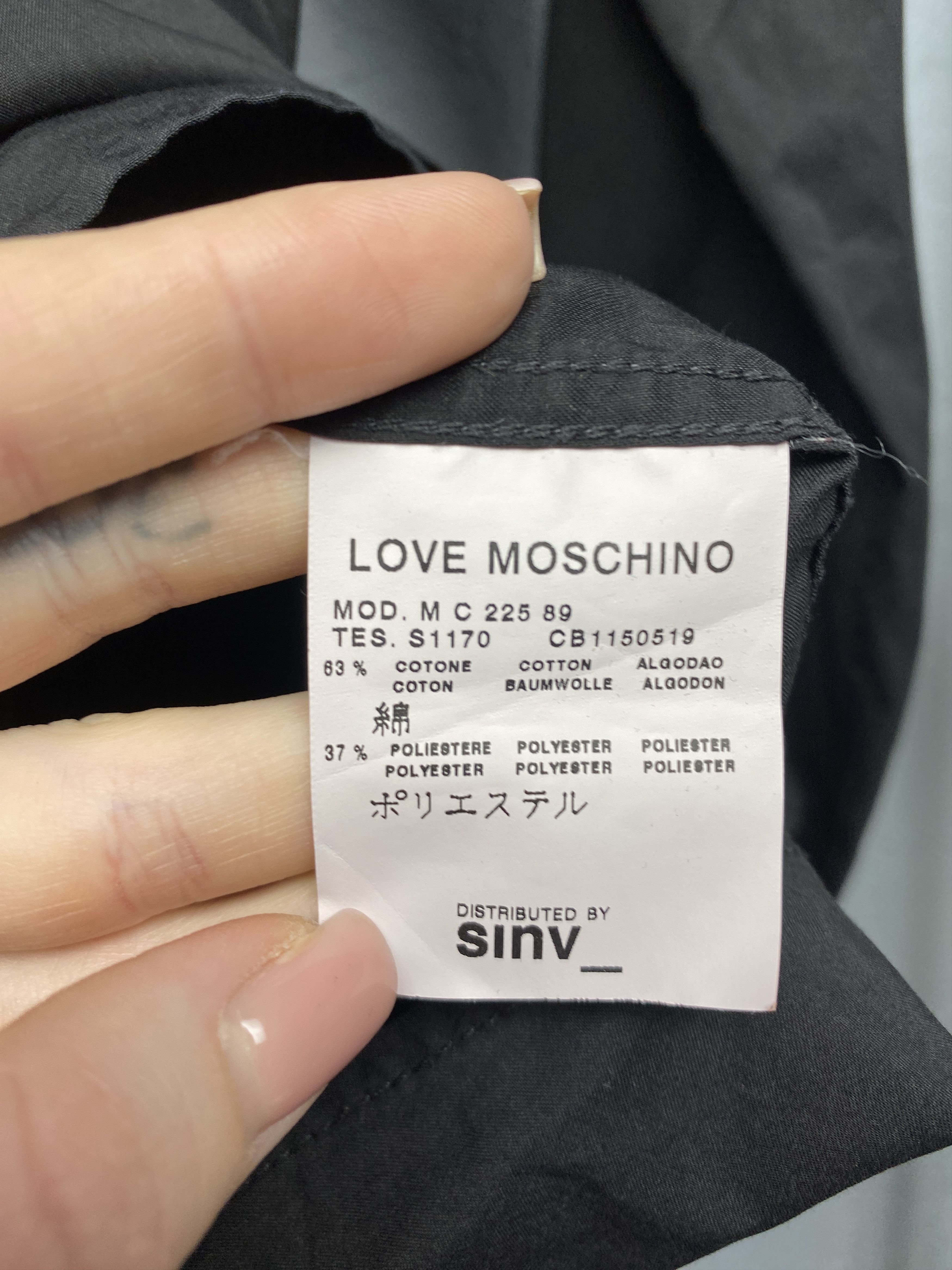 Moschino Love Moschino Mens Long Sleeve Black Shirt Size US M / EU 48-50 / 2 - 5 Thumbnail