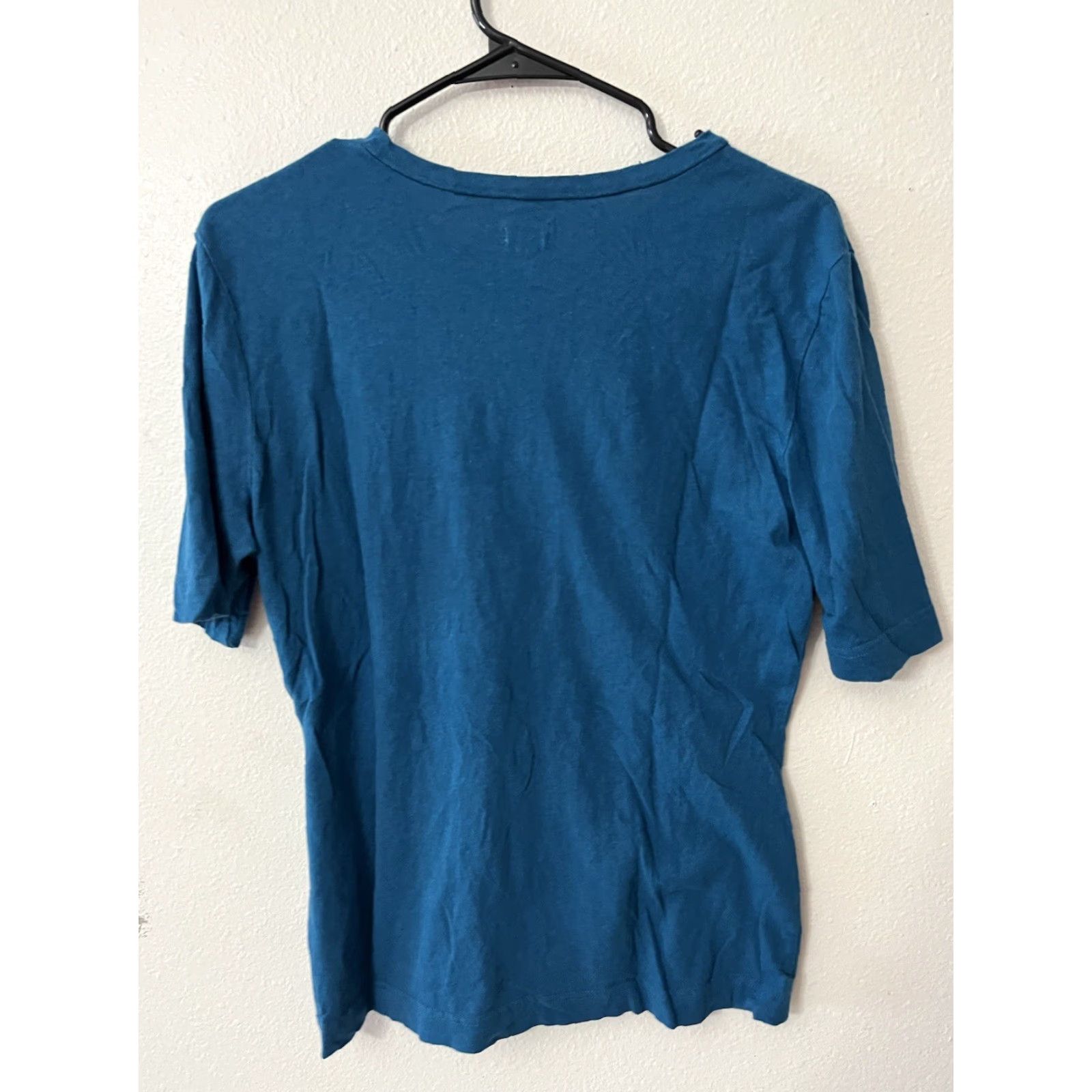 Vintage Womens Top-L.L.Bean-blue striped linen Cotton round neck short sleeve-L Shirt Womens Linen Striped Tunic Blue 90s? Size 36" / US 14 / IT 50 - 2 Thumbnail