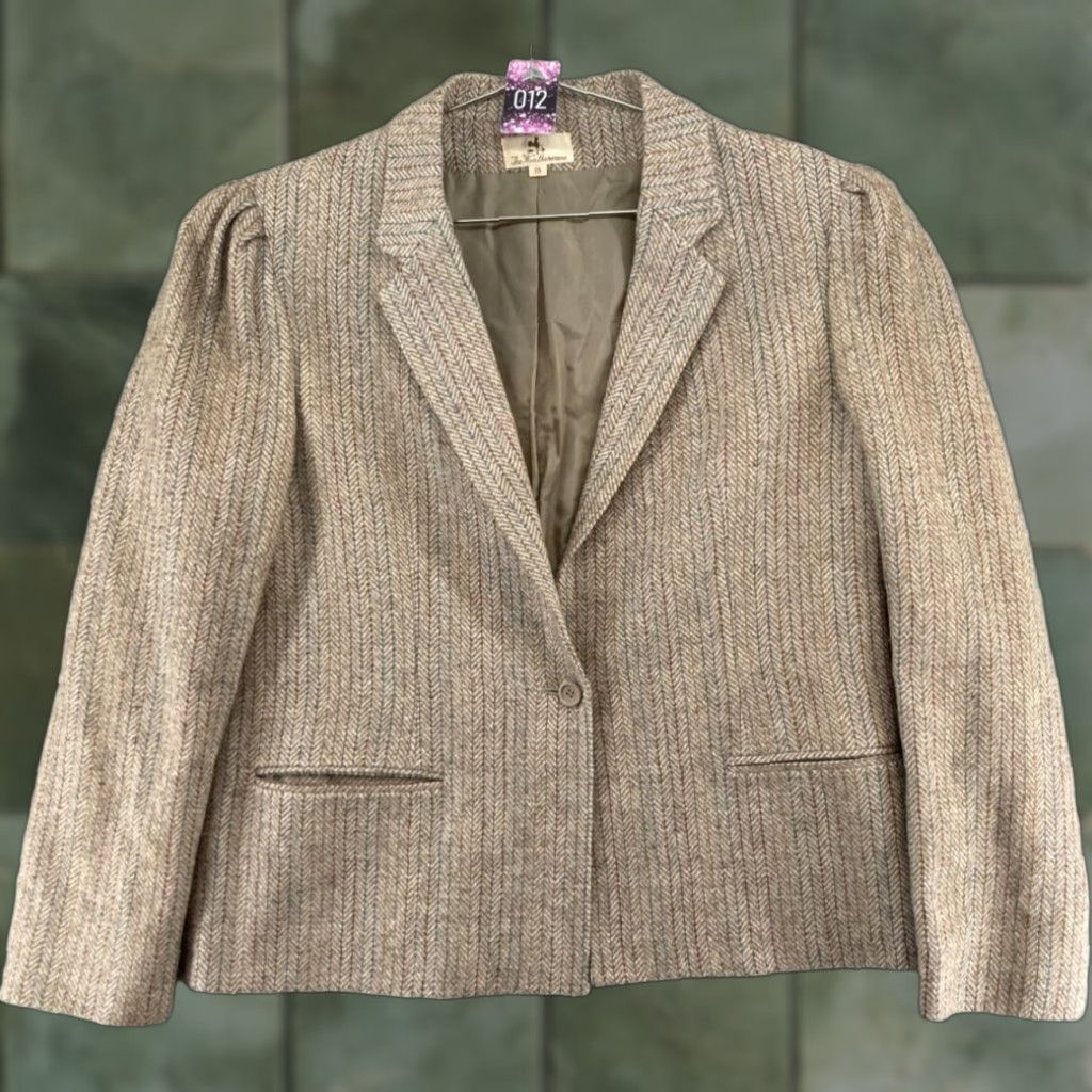 Blend Tan Herringbone Wool Blend Weathervane Womens Vintage Style ...