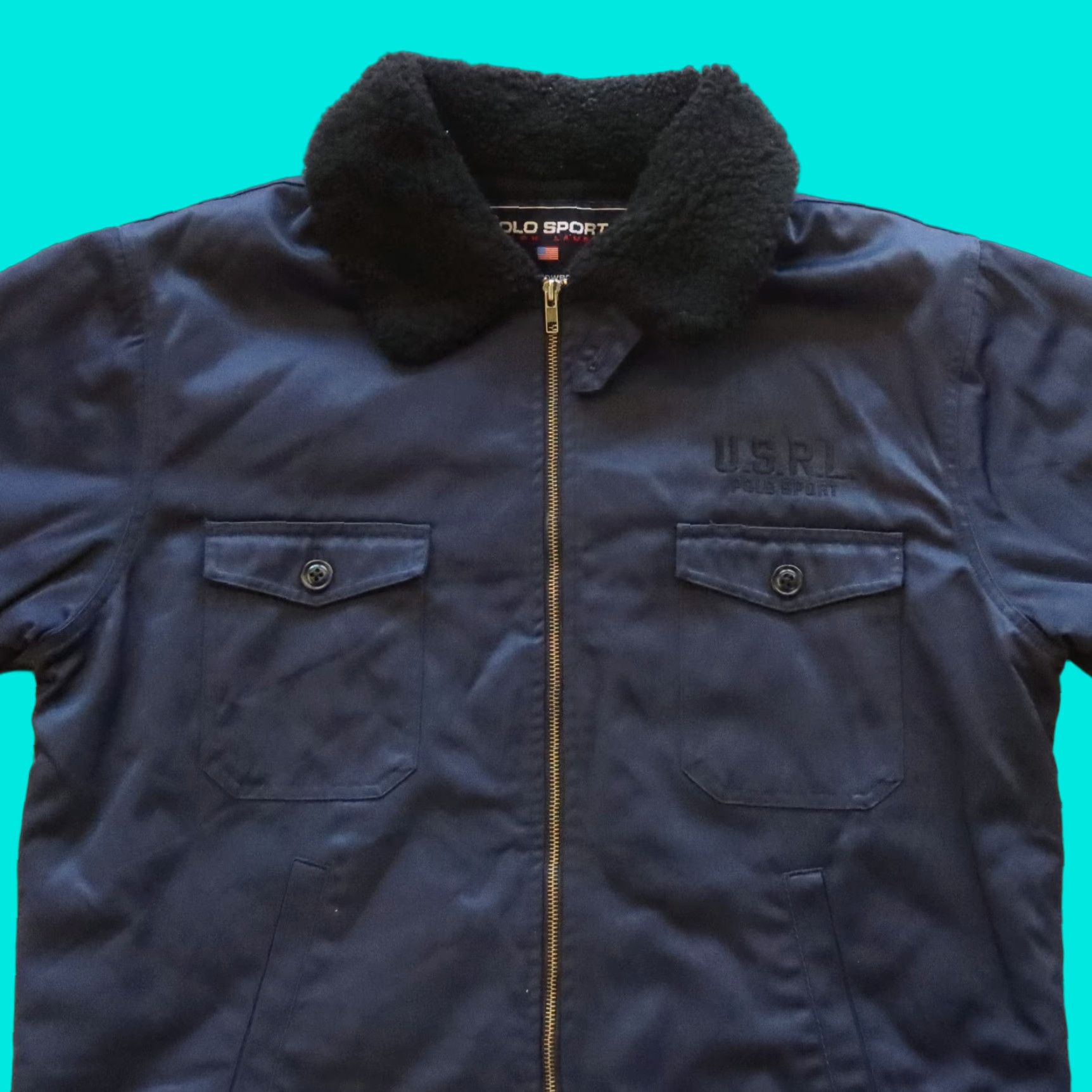Vintage VINTAGE Polo Sport Ralph Lauren Bomber Jacket Men M Blue Size US M / EU 48-50 / 2 - 1 Thumbnail
