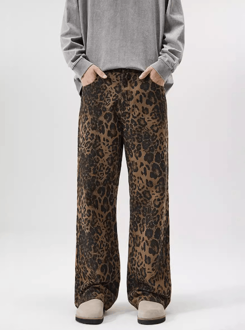Japanese Brand × Jean Versatile leopard print loose straight wide-leg casual jeans Size US 32 / EU 48 - 1 Thumbnail