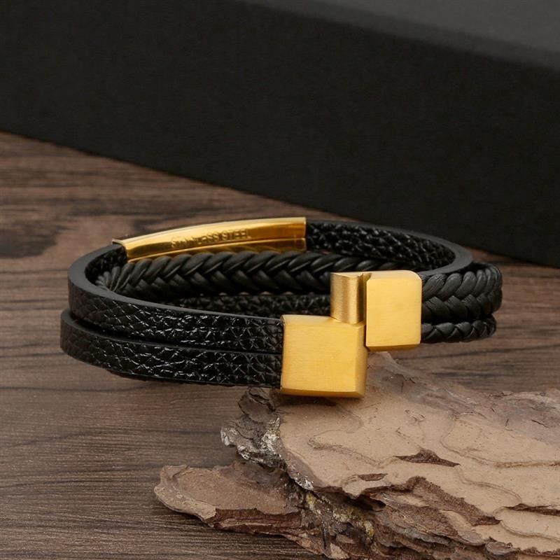 Homemade Handcrafted Leather Bracelet – Multi-Layer Braided Design Size ONE SIZE - 7 Thumbnail