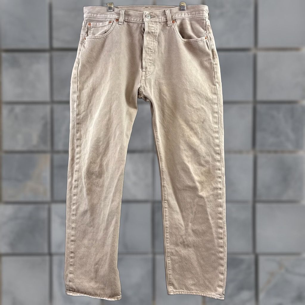 Levi's Levi's 501 Jeans Mens 34x30 Denim Brown Button Fly Distressed Work Straight Classic 5-Pocket Regular Size Type Jeans Mens Brown Size US 34 / EU 50 - 1 Thumbnail