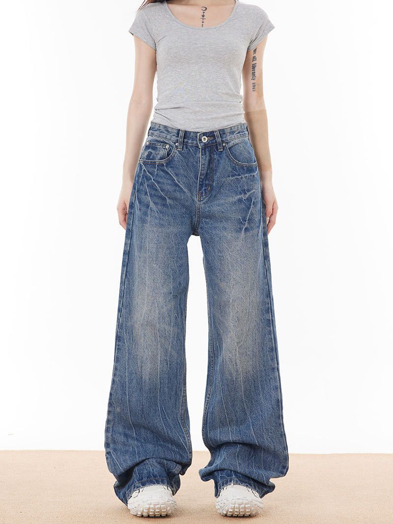 Vintage Vintage American whiskered washed distressed loose jeans Size US 32 / EU 48 - 1 Thumbnail