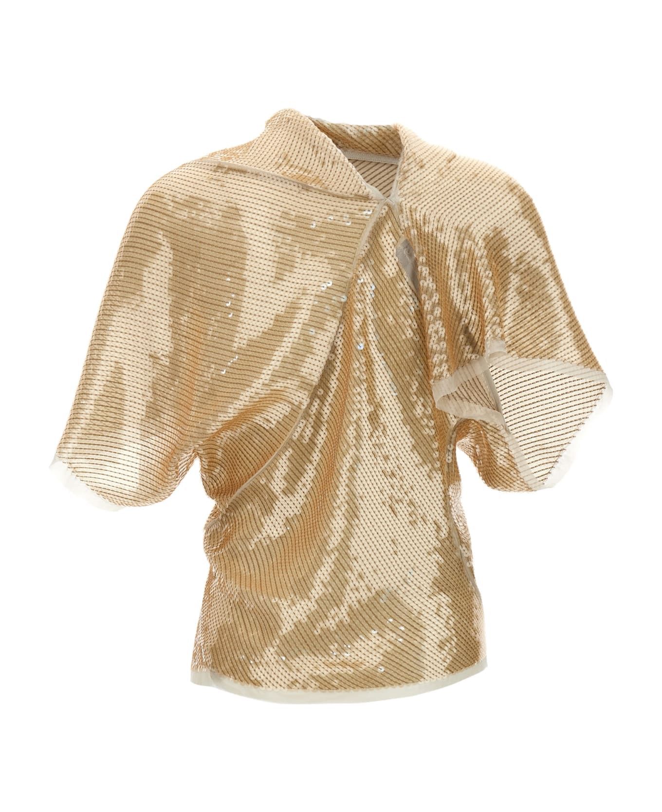 Rick Owens o1y0126 Silk T-Shirt in Sand Size M / US 6-8 / IT 42-44 - 2 Thumbnail