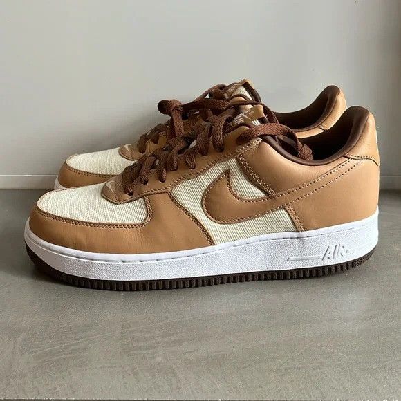 image of Nike Air Force 1 Qs Natural, Underbrush And Acorn Sneakers in Natural/Underbrush/Acorn (Size 9)