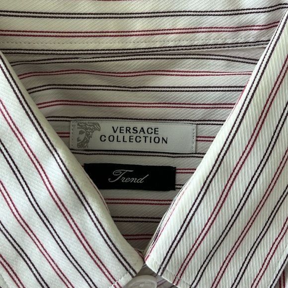 Versace Versace Collection Striped Button Down Embroidered Logo Men' Size US M / EU 48-50 / 2 - 8 Thumbnail