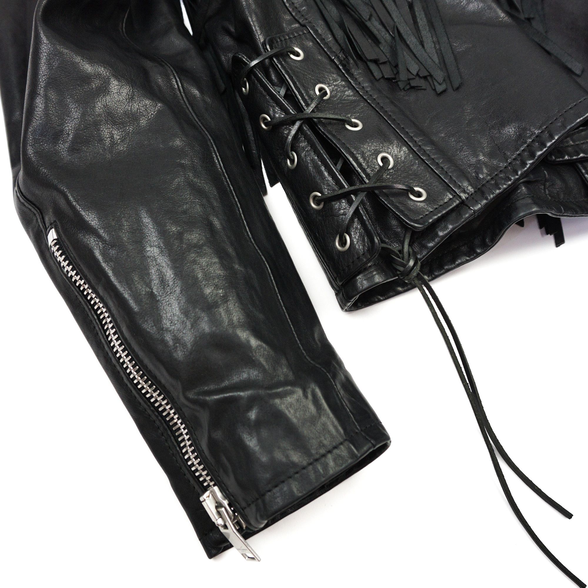 Hedi Slimane × Saint Laurent Paris SLP SS15 "Psych Rock" Leather Fringed Biker Jacket Size US S / EU 44-46 / 1 - 4 Thumbnail