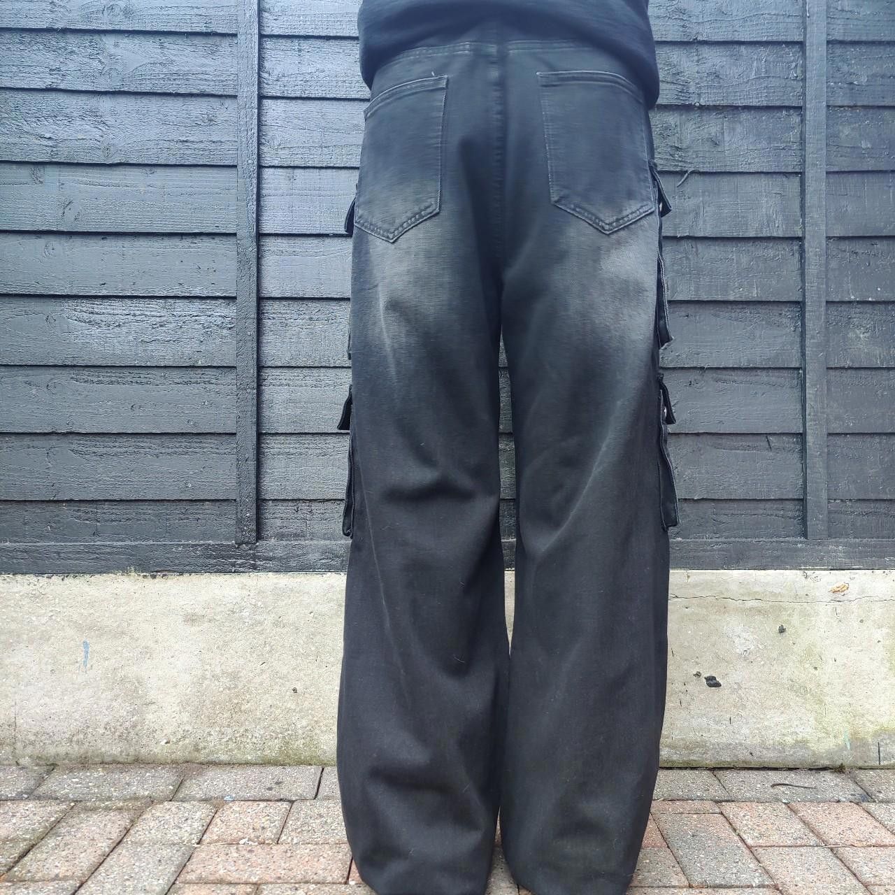 Other Black Faded Wide Leg Quad Cargo Jeans Size US 32 / EU 48 - 7 Thumbnail