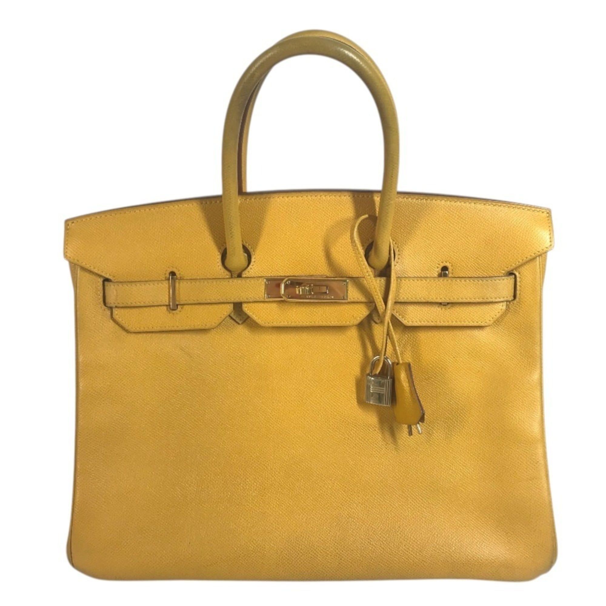 Hermes HERMES Birkin 35 Tote Bag Handbag Leather Men's Women's Jaune Yellow Size ONE SIZE - 1 Thumbnail