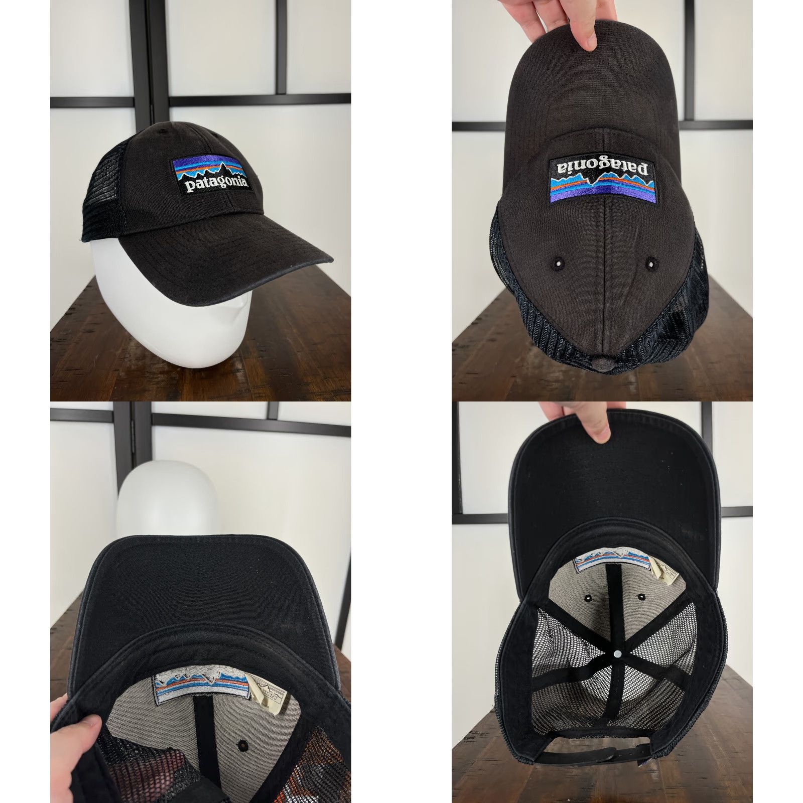 Patagonia Patagonia Hat Cap Snap Back Adult One Size Black Embroidered Trucker Fitz Roy Size ONE SIZE - 8 Thumbnail