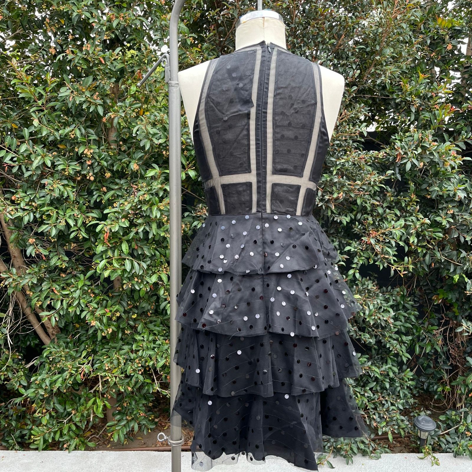 Theory NWT Theory Metallic Dot Silk Black Damia Evening Dress $1995 Size S / US 4 / IT 40 - 3 Thumbnail
