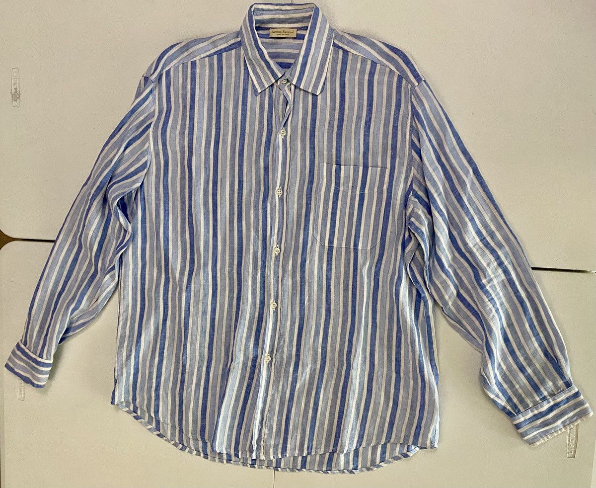Other Sartoria Saracena Blue Beach Striped 100% Italian Linen XL Size US XL / EU 56 / 4 - 12 Thumbnail