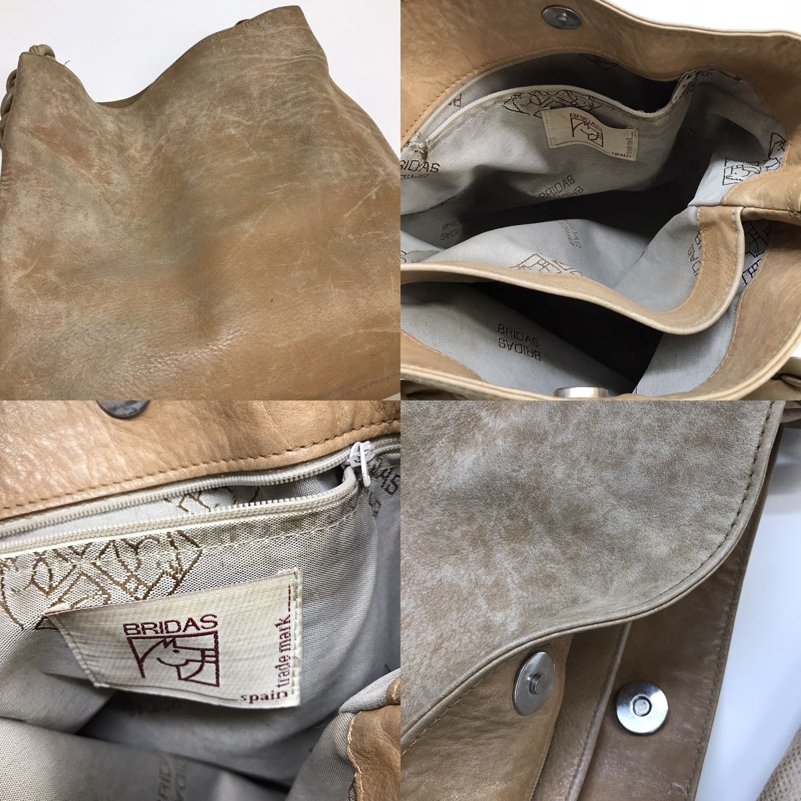 Twisted X VINTAGE Bridas Brown Tan Soft Leather Shoulder Bag Twisted Strap Spain Snap Closure 12" Bridas 12" x 12" x 3" 11.5" strap drop Womens Bag Size ONE SIZE - 8 Thumbnail
