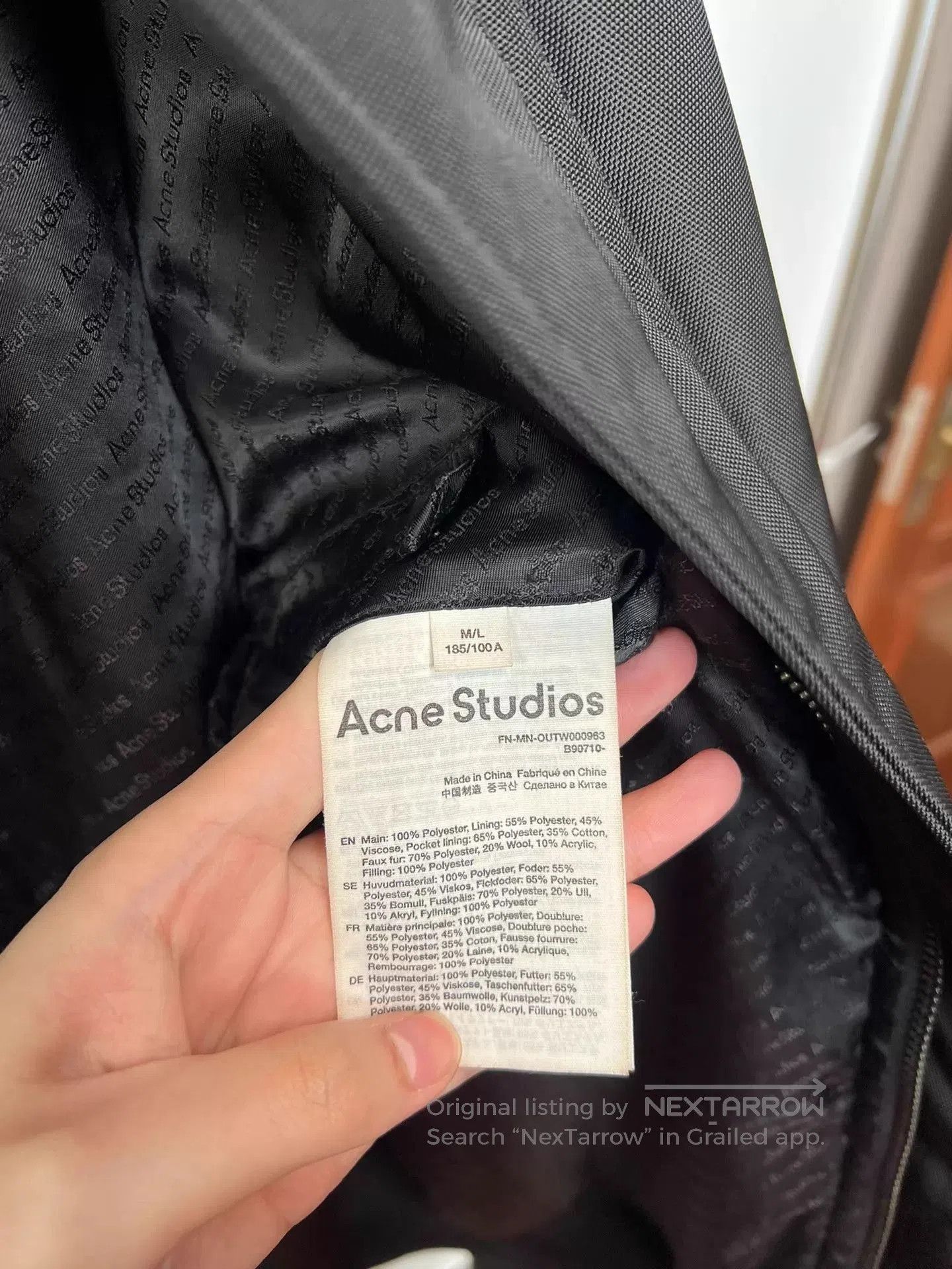 Acne Studios Black Fuzzy Collar Bomber Jacket Size L. Size US L / EU 52-54 / 3 - 8 Thumbnail