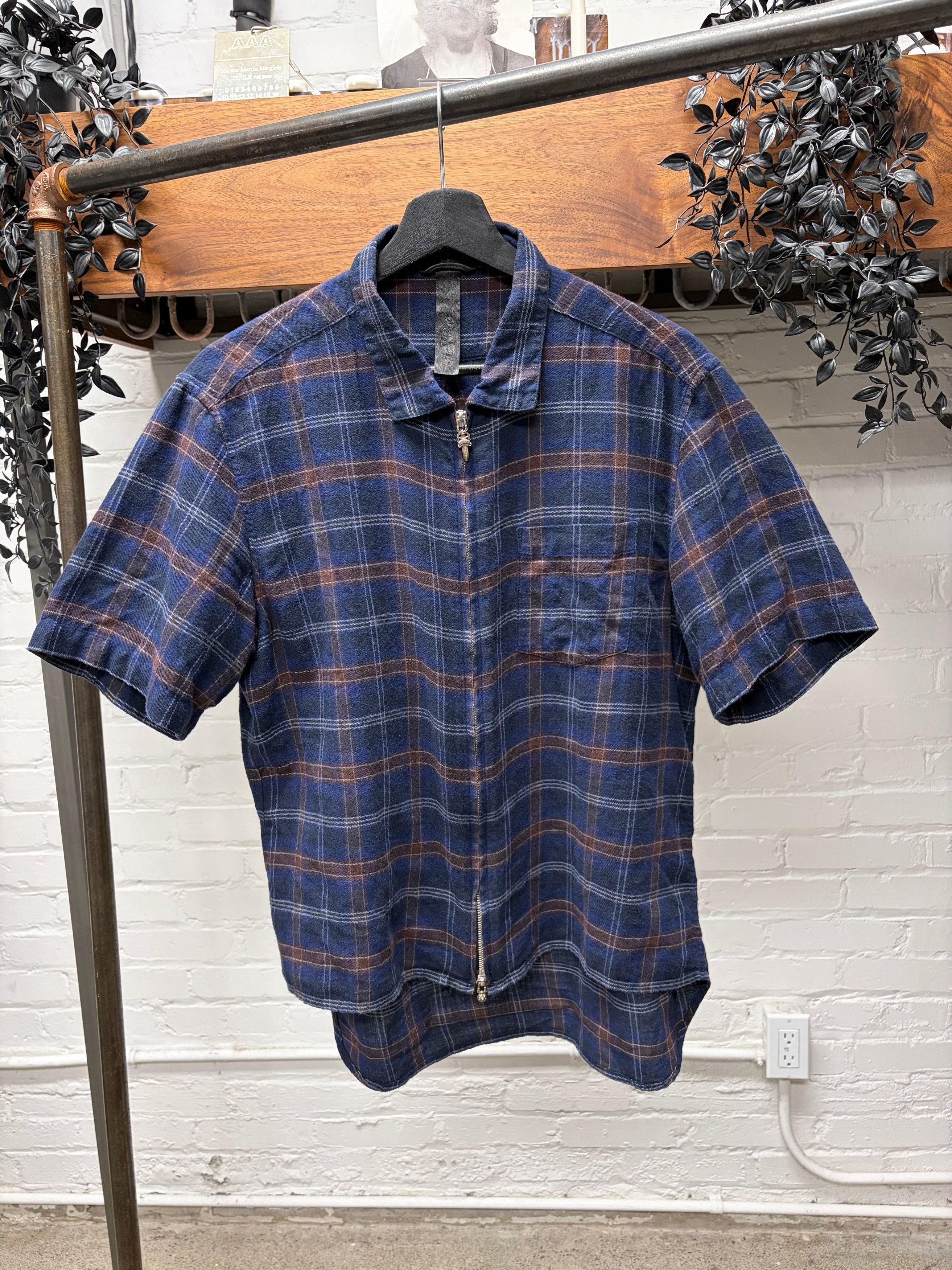 Chrome Hearts Chrome Hearts ‘Heywood’ 925 Silver ‘Dagger Zip’ Plaid Short Sleeve Shirt Size US M / EU 48-50 / 2 - 1 Thumbnail