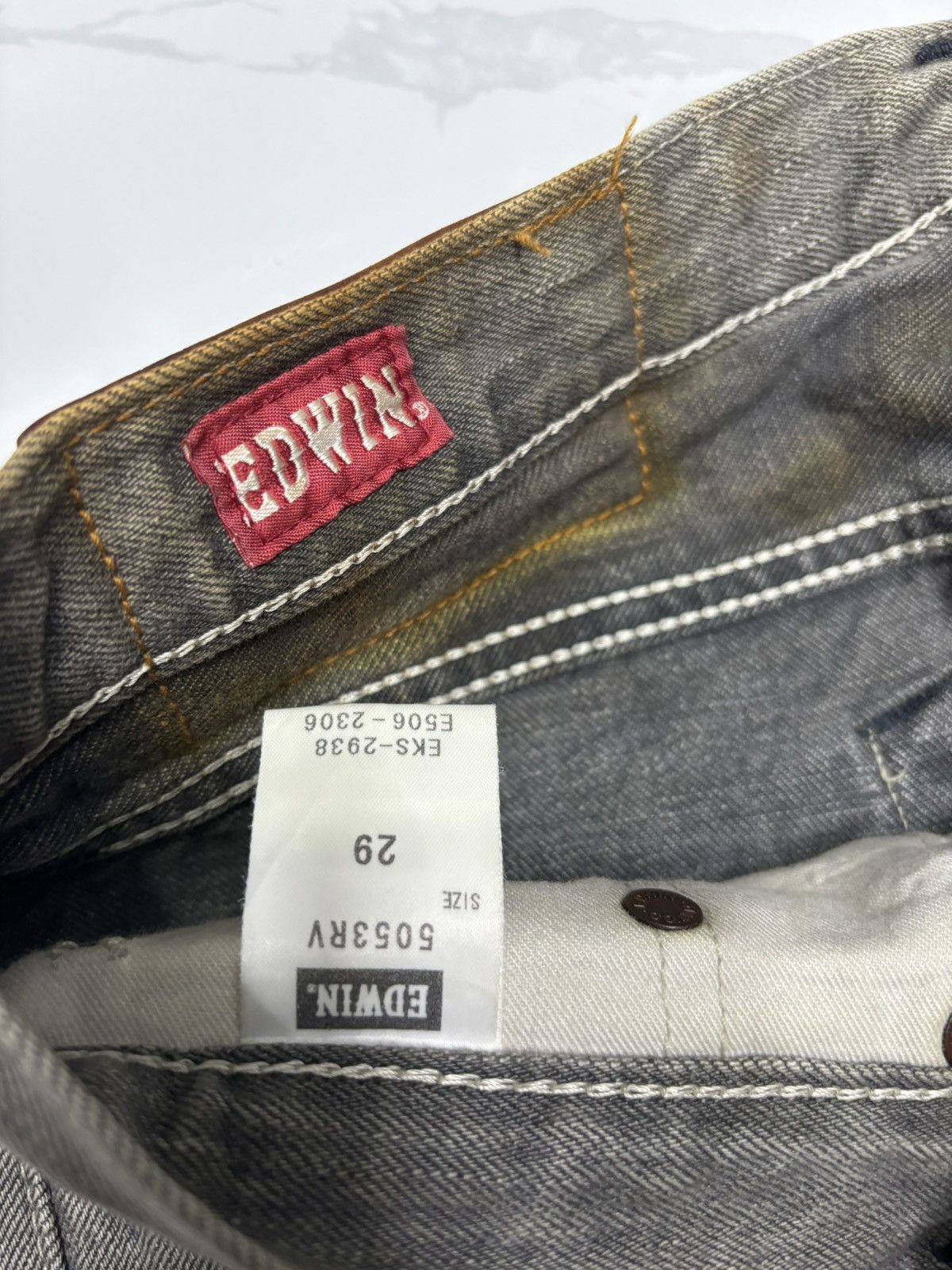 Edwin 🔥Rare Edwin Smoke Grey Clawmark Selvedge Denim Jeans Size US 30 / EU 46 - 10 Thumbnail