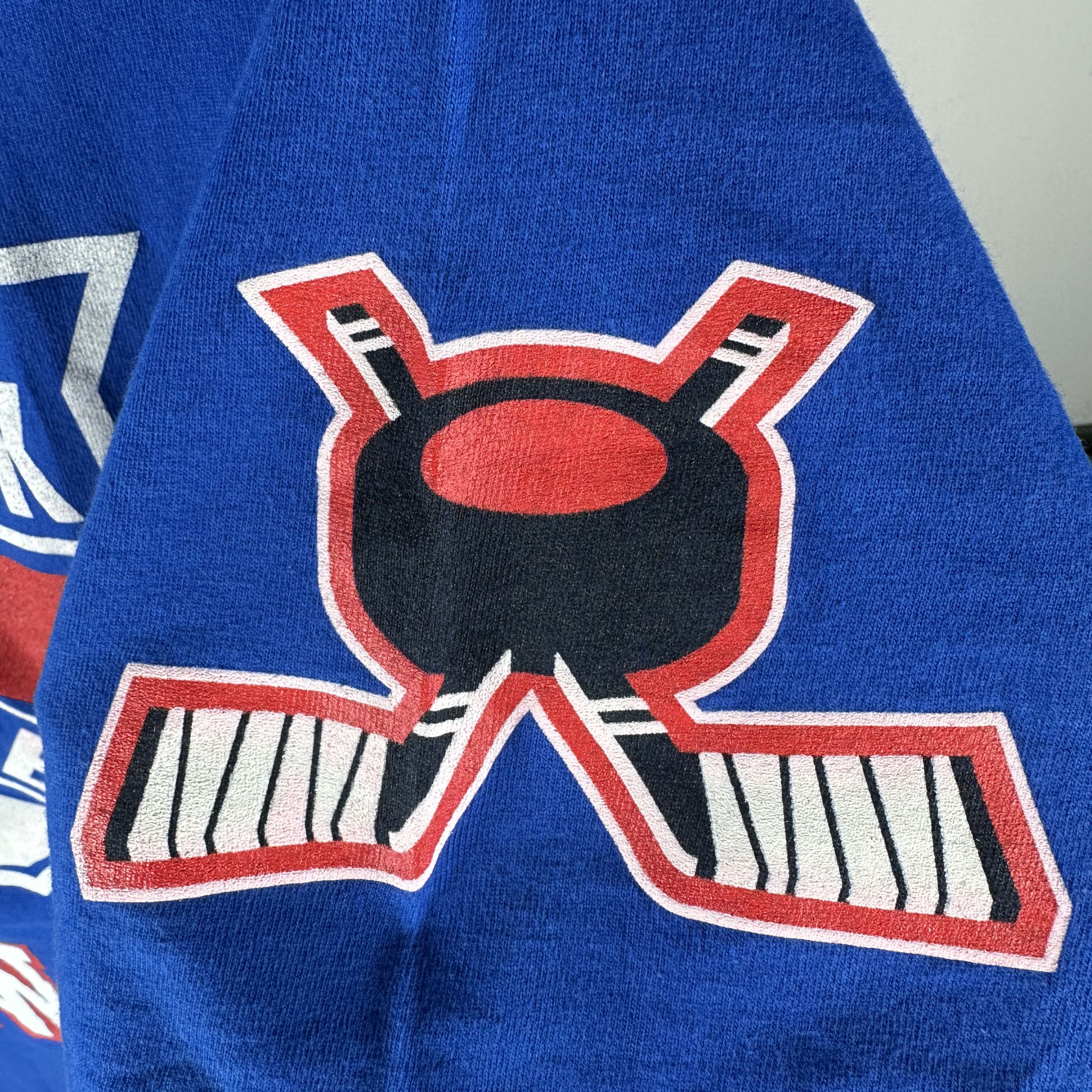 Vintage Vintage 90s New York Rangers Hockey NHL Pro Player T-shirt Size US XL / EU 56 / 4 - 7 Thumbnail