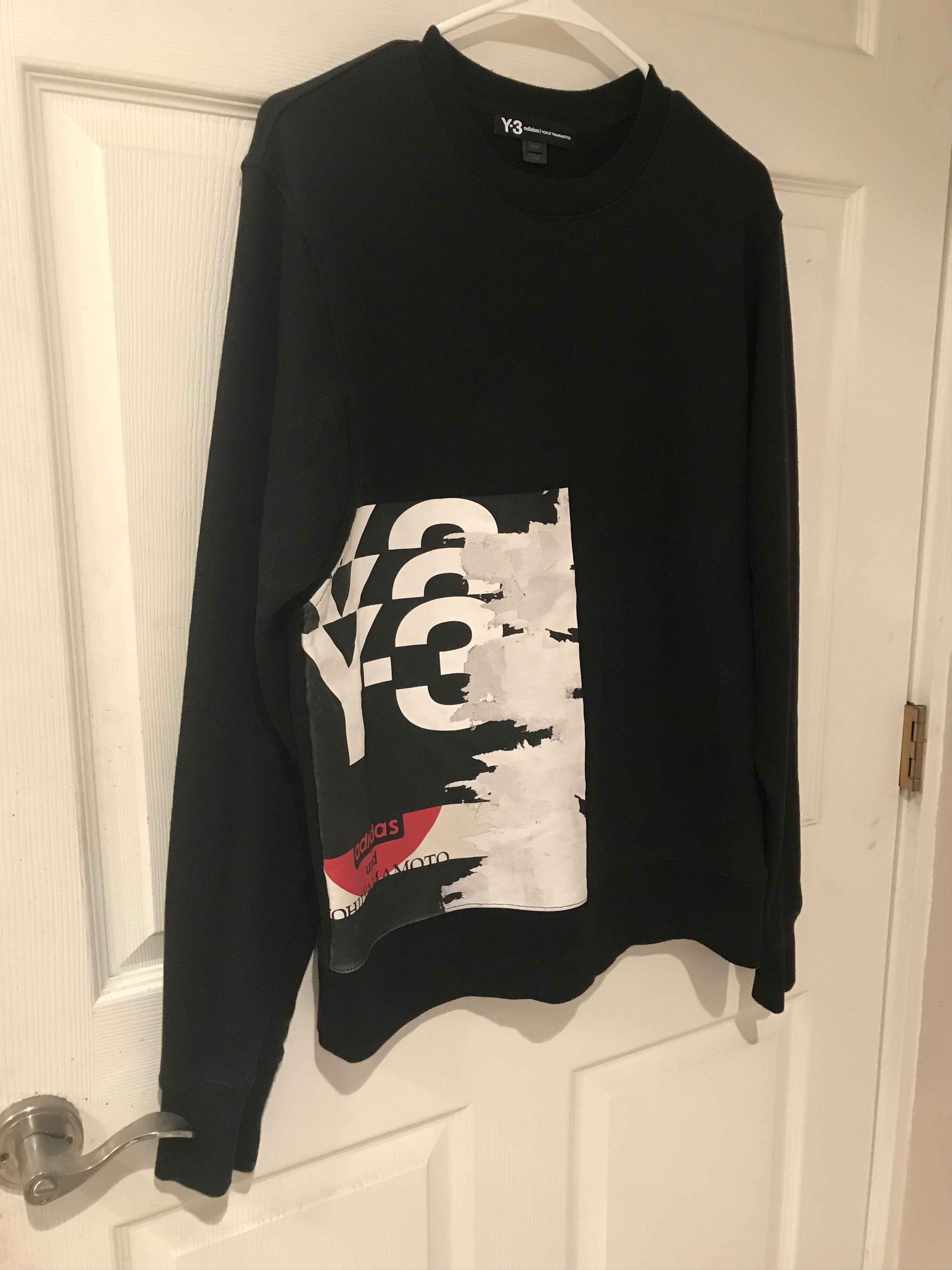 Adidas × Y-3 × Yohji Yamamoto Y-3 Yohji Yamamoto Asymmetrical Glitch Graphic Logo Sweater Size US M / EU 48-50 / 2 - 3 Thumbnail