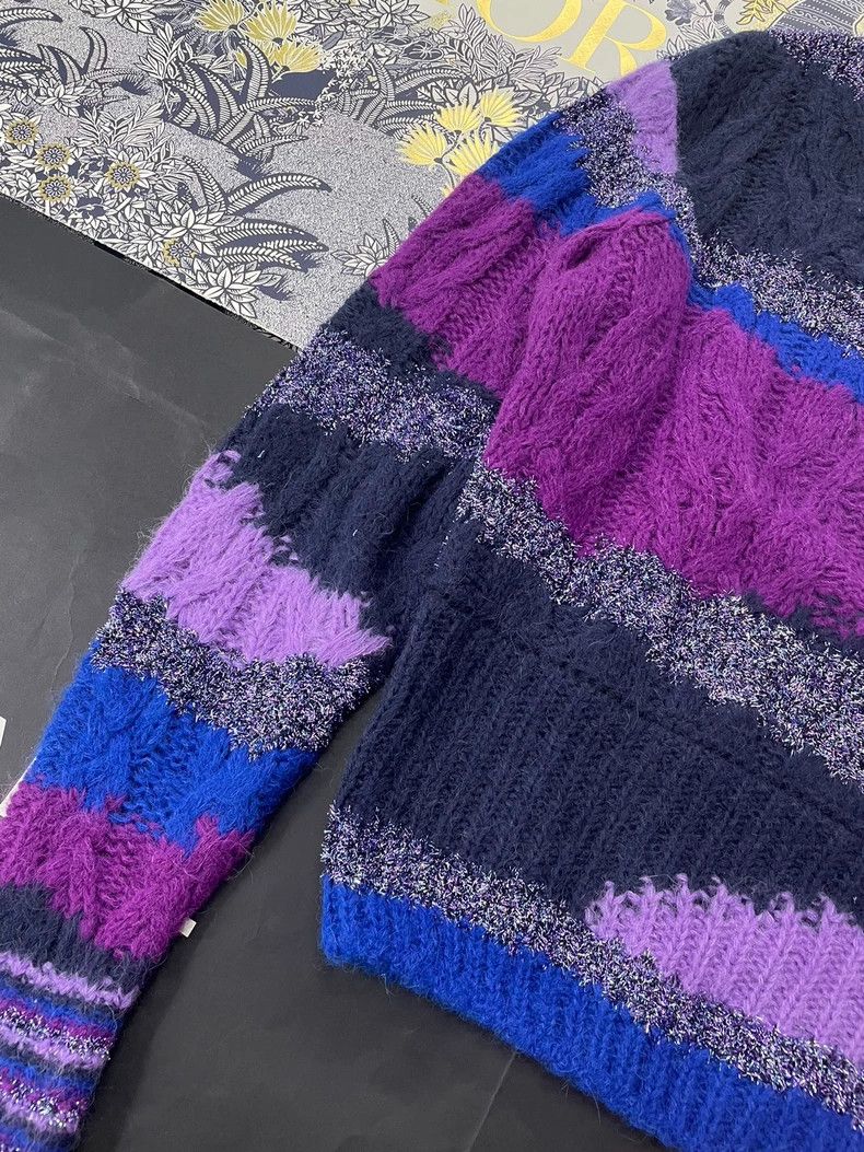Chanel chanel 22A purple and blue colour block alpaca wool sweate Size XXS / US 00 / IT 34 - 2 Thumbnail