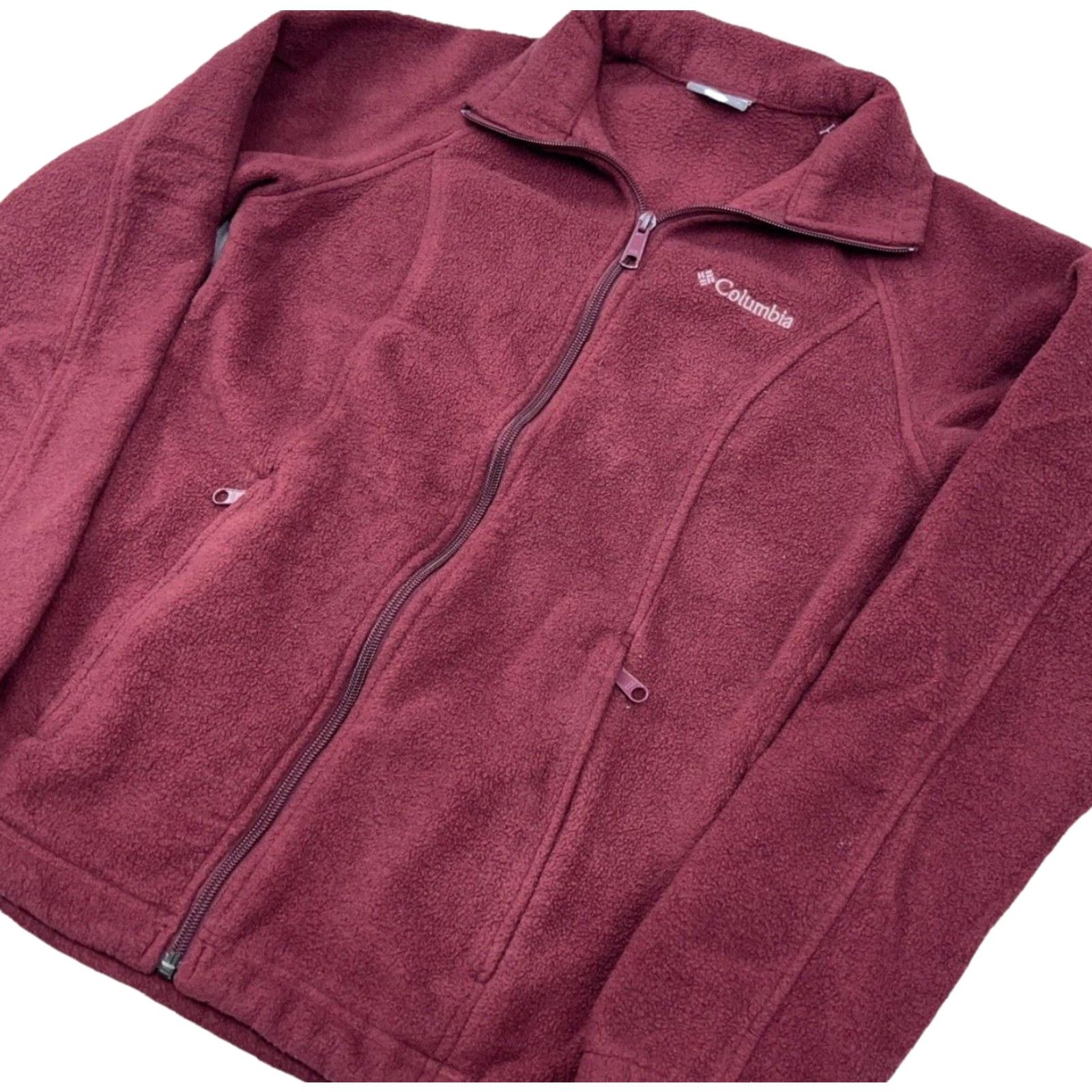Layer 8 Columbia Jacket Women S Maroon Fleece Zip Pockets Logo Embroidered Regular All Seasons Mid-Length Jacketist? Size S / US 4 / IT 40 - 2 Thumbnail