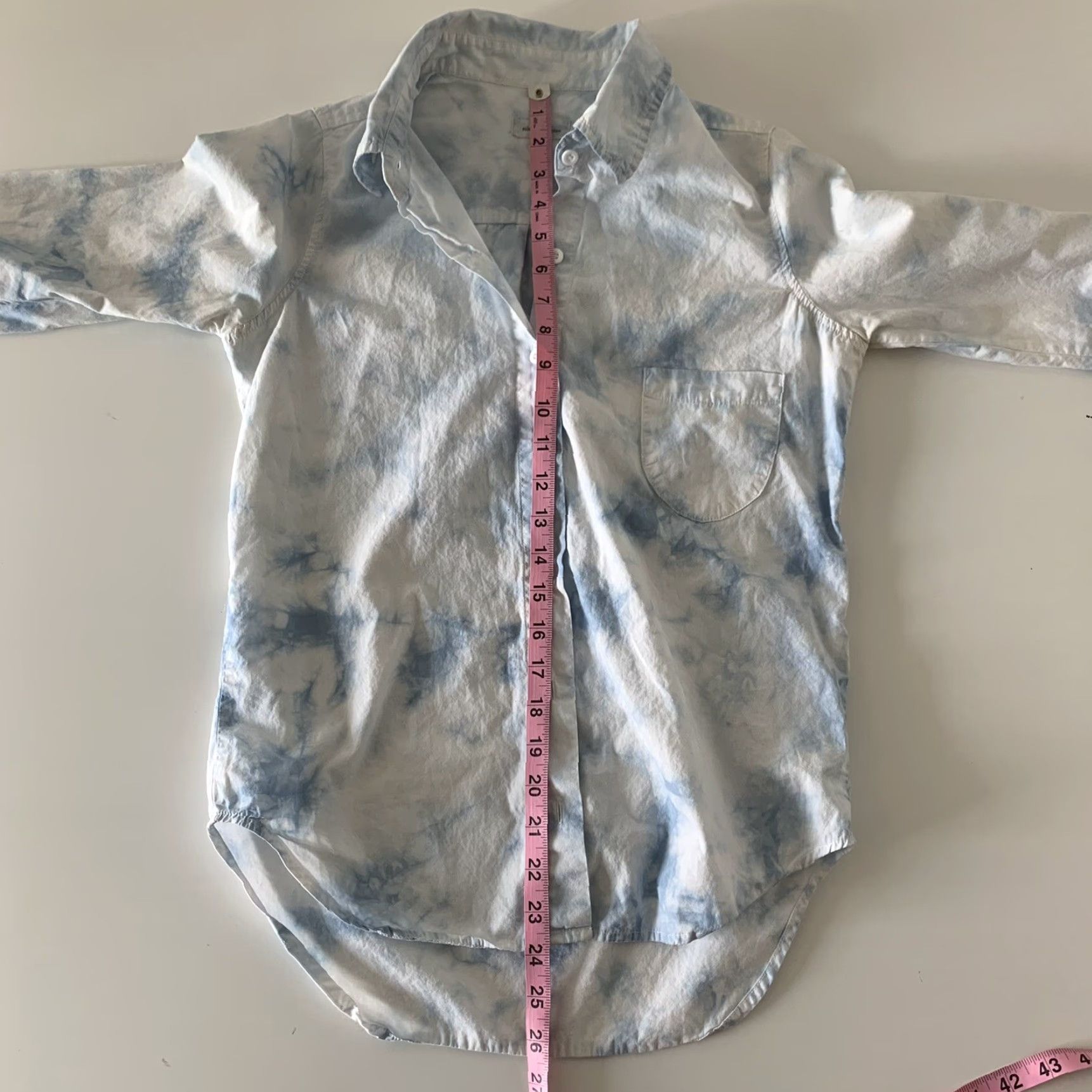 Vintage Silence + Noise Button-Up Long Sleeve Tie Dye Blue Women's XS Shirt Size XS / US 0-2 / IT 36-38 - 4 Thumbnail