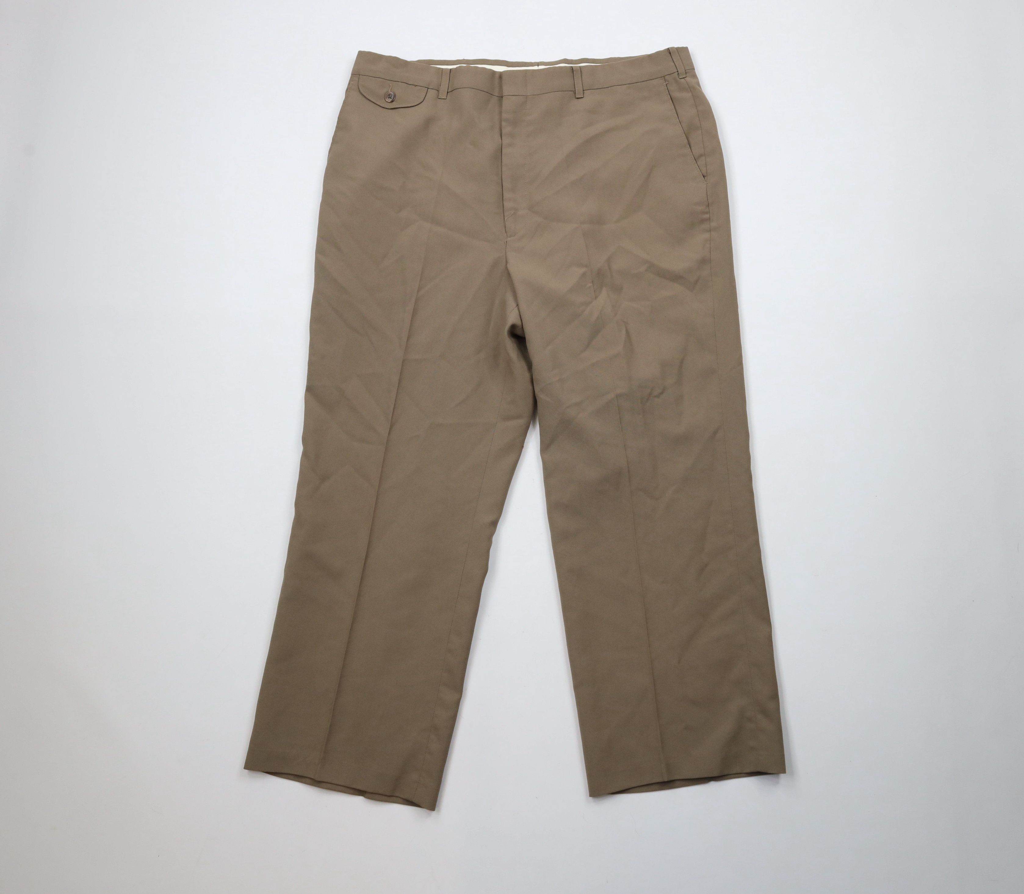 Vintage Vintage 90s Streetwear Wool Blend Wide Leg Chino Pants Beige Size US 36 / EU 52 - 1 Thumbnail