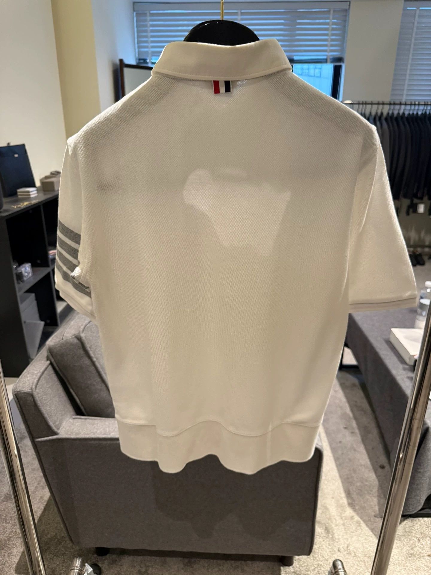 Thom Browne Thom Browne White 4-Bar Polo Shirt Size3 Size US L / EU 52-54 / 3 - 2 Thumbnail