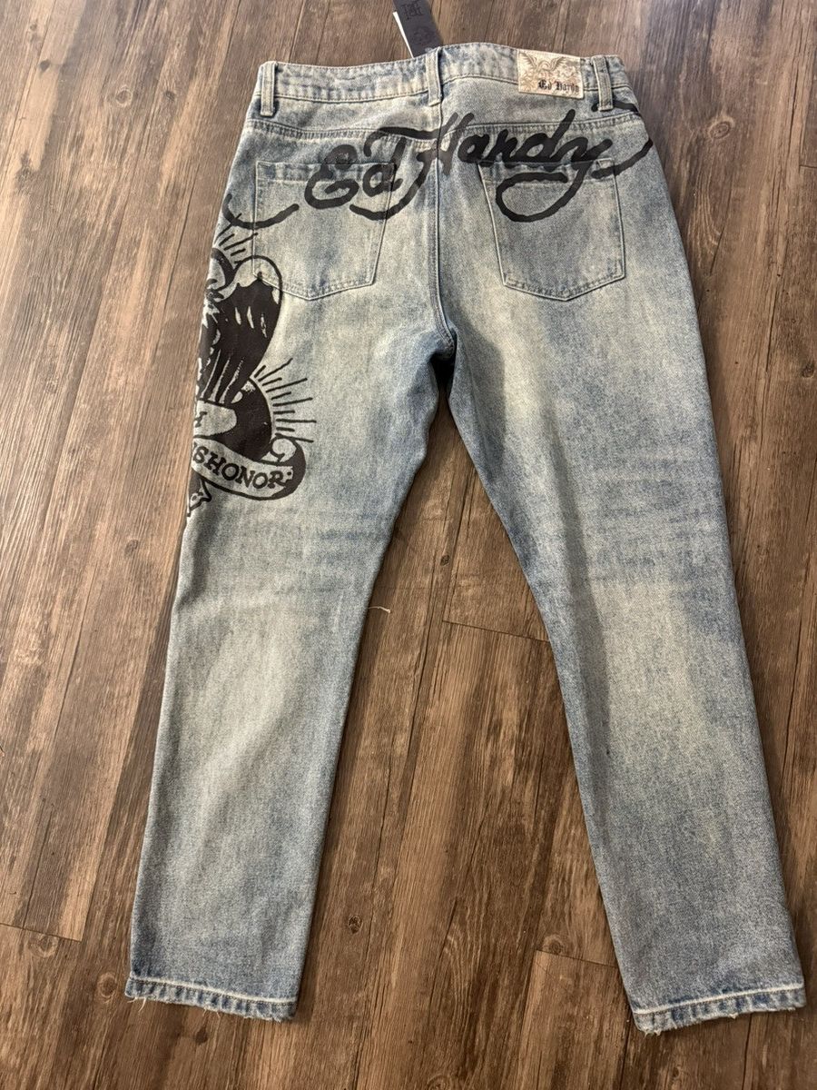 Ed Hardy Ed Hardy “Death Before Dishonor” + Eagle Straight Leg Pants Size US 32 / EU 48 - 3 Thumbnail