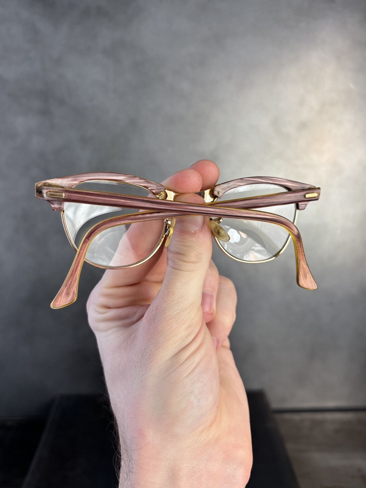 Vintage 1950s Glasses Frame Vintage Eyeglasses Horn Rim GF Gold Fill Size ONE SIZE - 3 Thumbnail