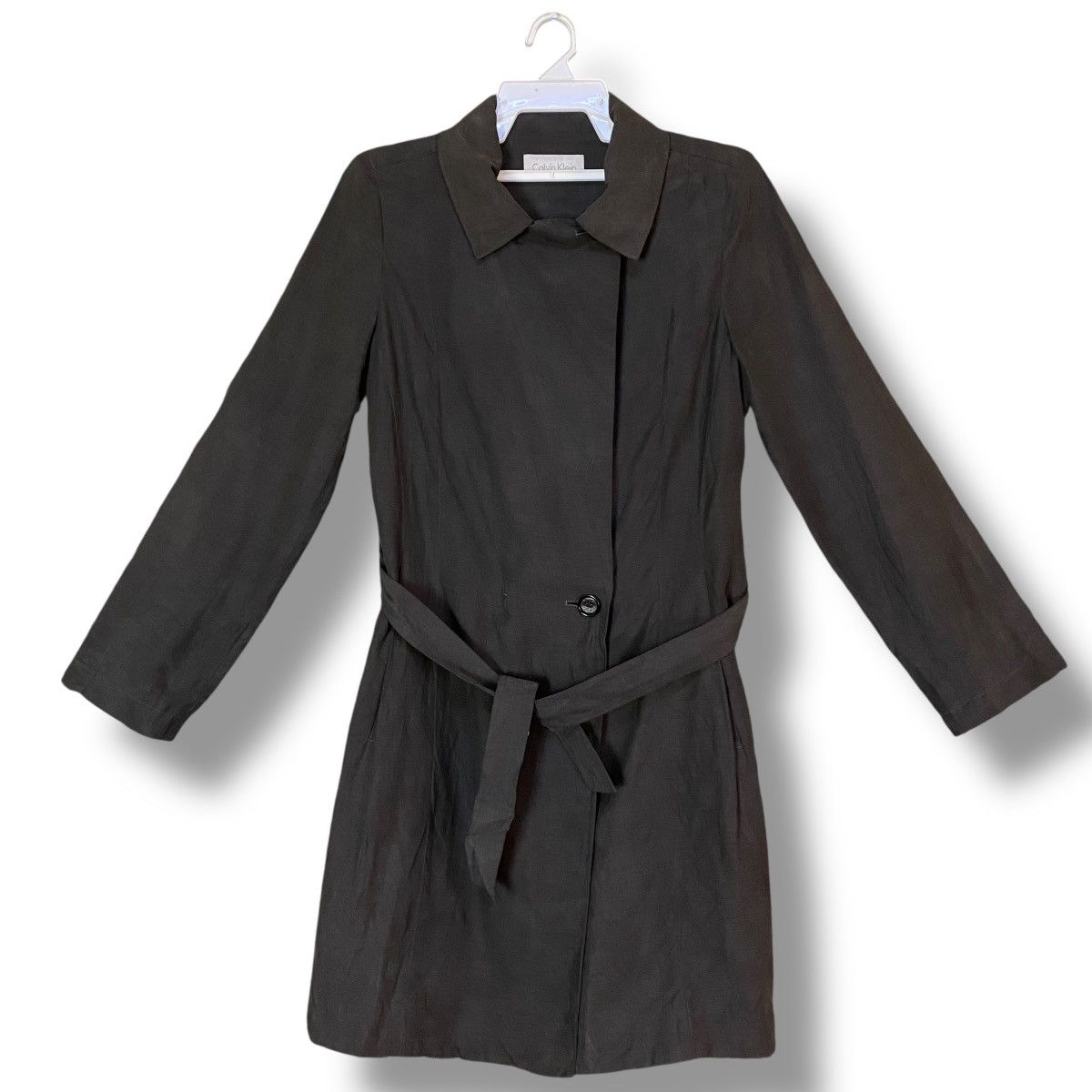 Calvin Klein Calvin Klein Gray Tie-waist Lightweight Trench Coat Size US L / EU 52-54 / 3 - 1 Thumbnail