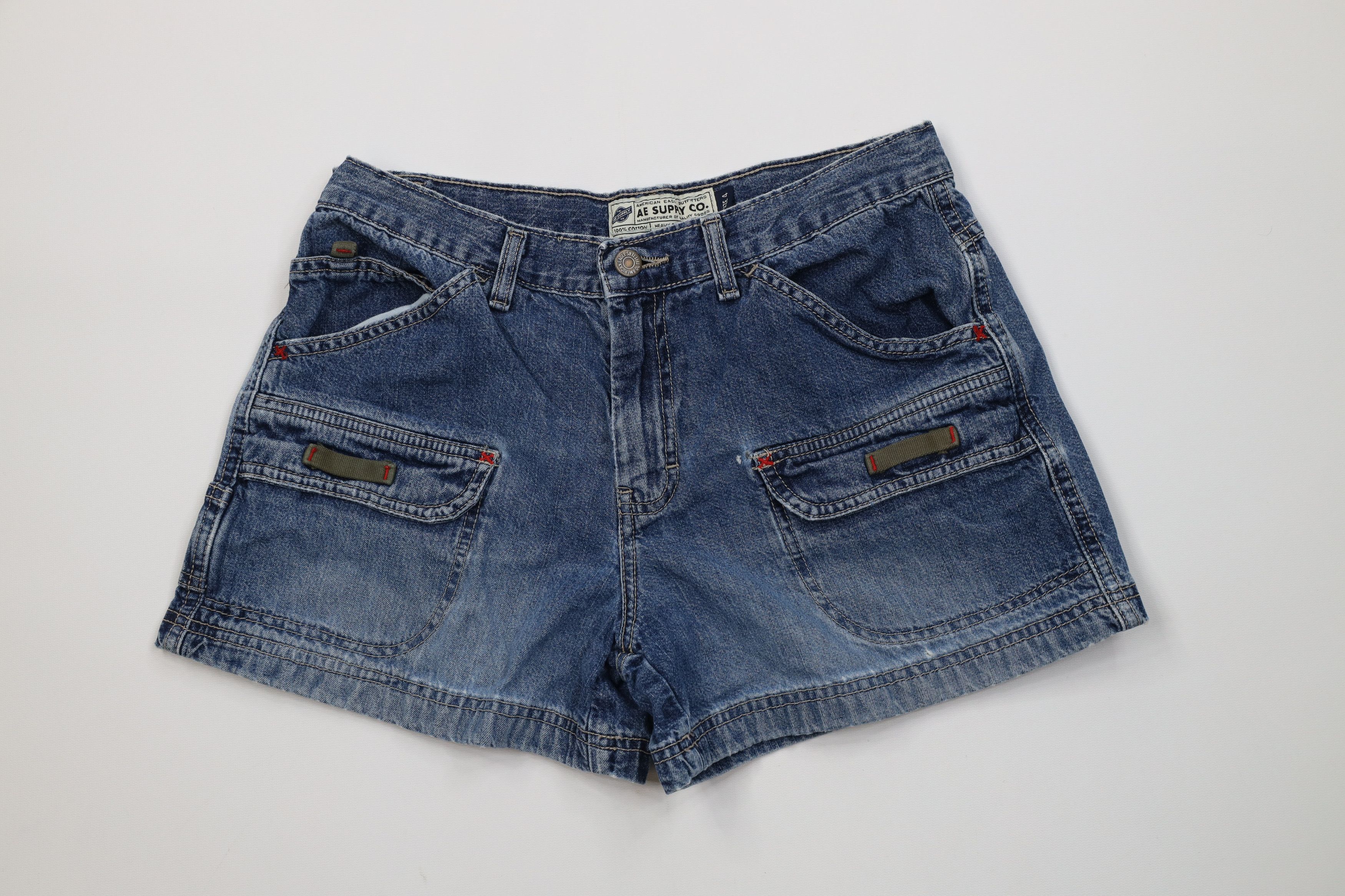 American Eagle Outfitters Vintage 90s American Eagle Workwear Denim Cargo Shorts Size 27" / US 4 / IT 40 - 1 Thumbnail