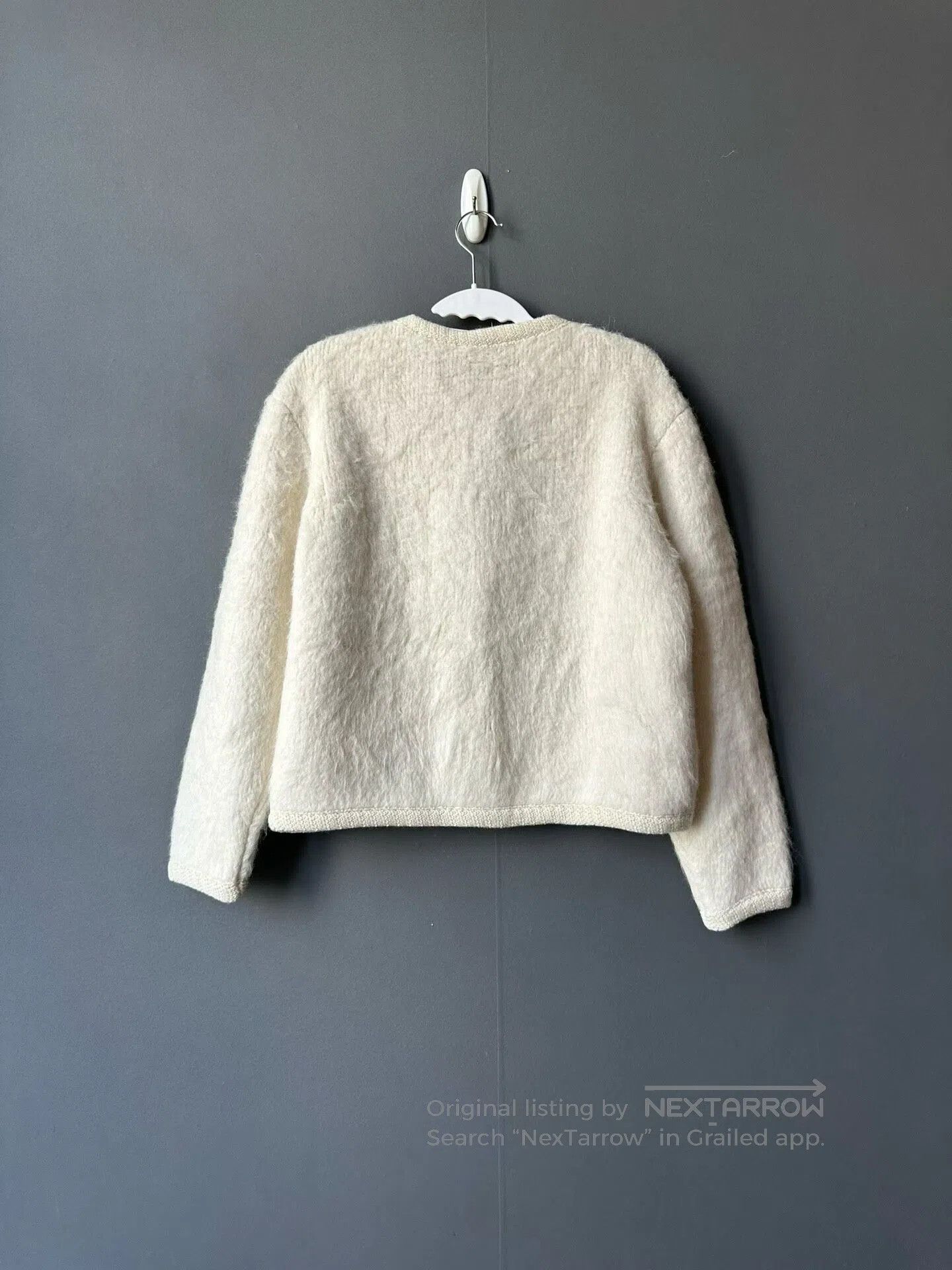 Celine CELINE Cream White Gold Button Mohair Coat| Size L / US 10 / IT 46 - 2 Thumbnail