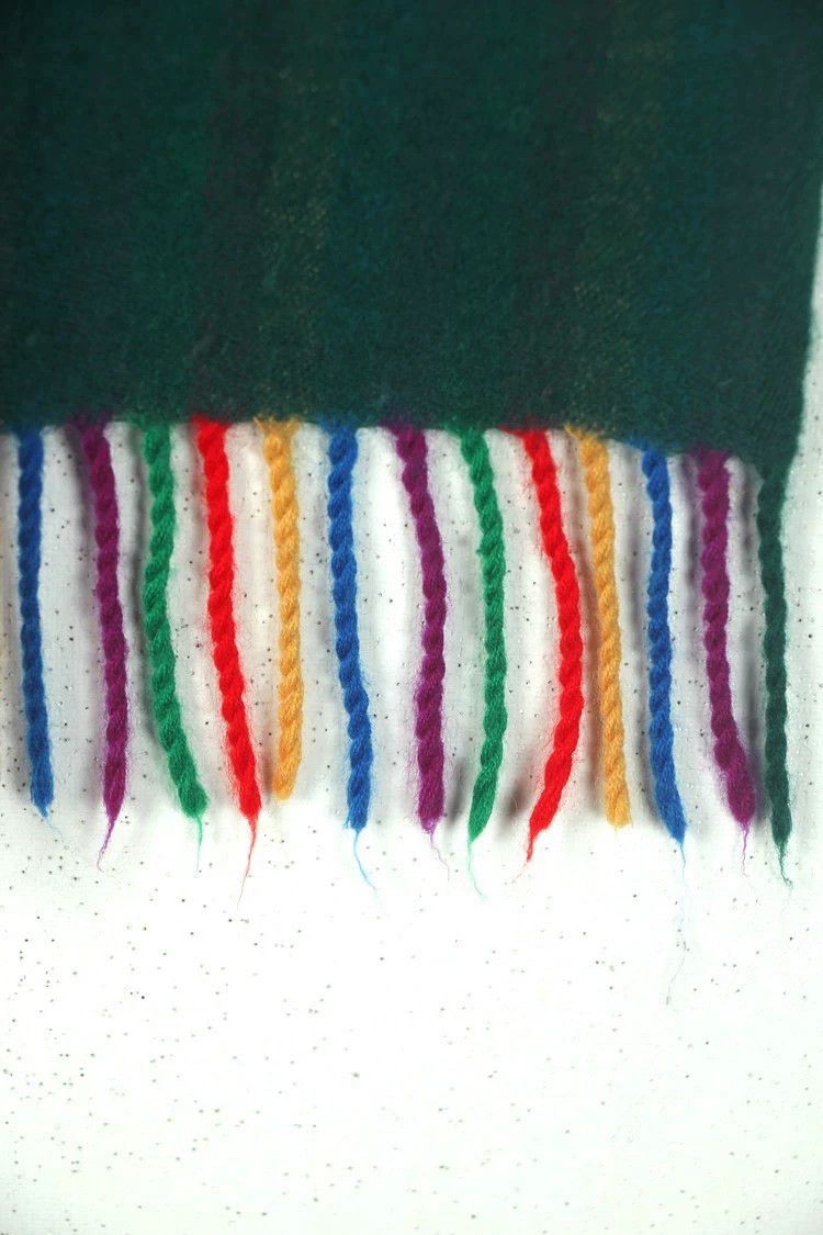 Kenzo KENZO Rainbow striped dark green wool scarf Size ONE SIZE - 6 Thumbnail
