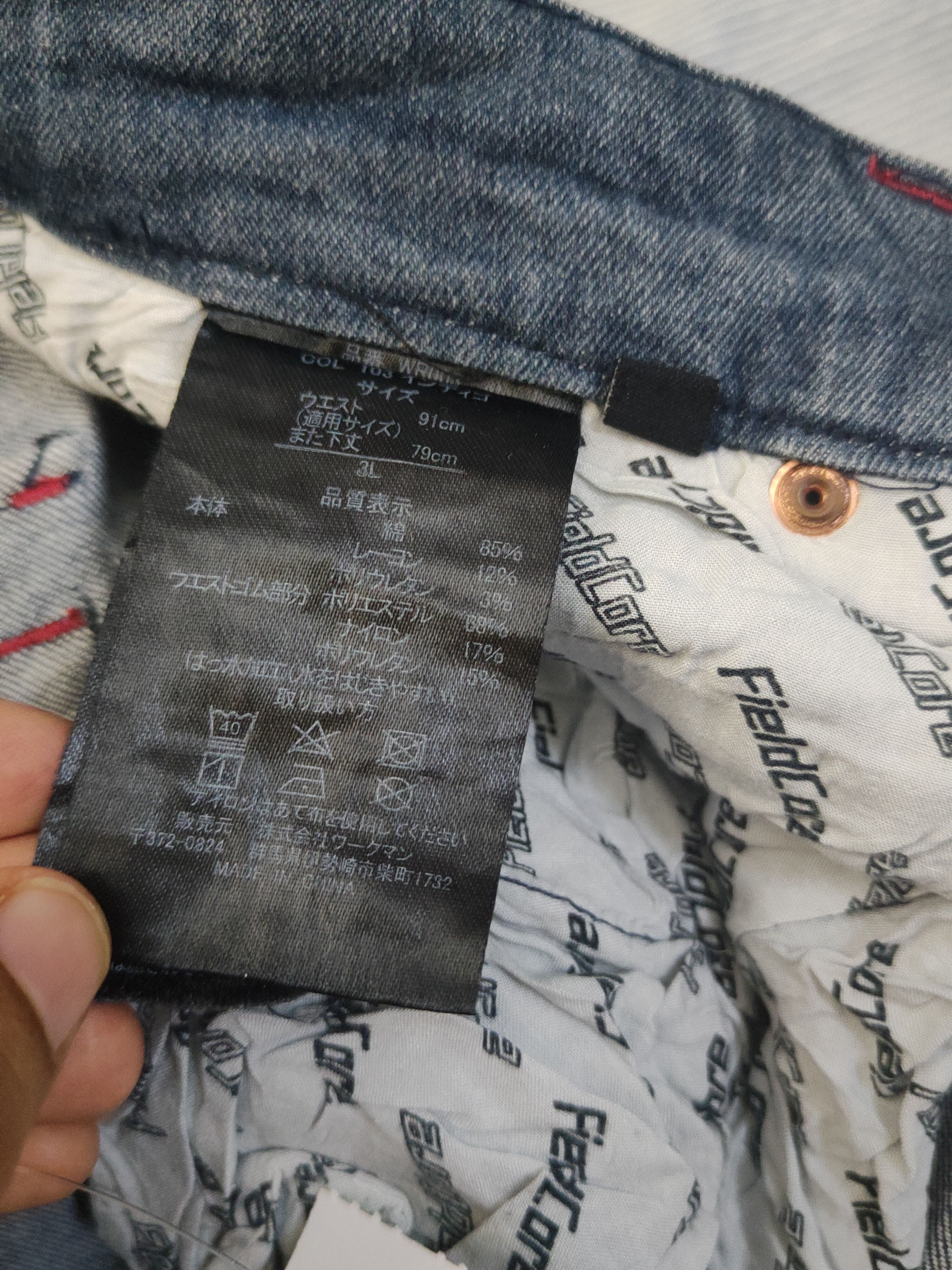 Japanese Brand FieldCore Dark Blue Distressed Ripped Jeans #W2005 Size US 35 - 14 Thumbnail