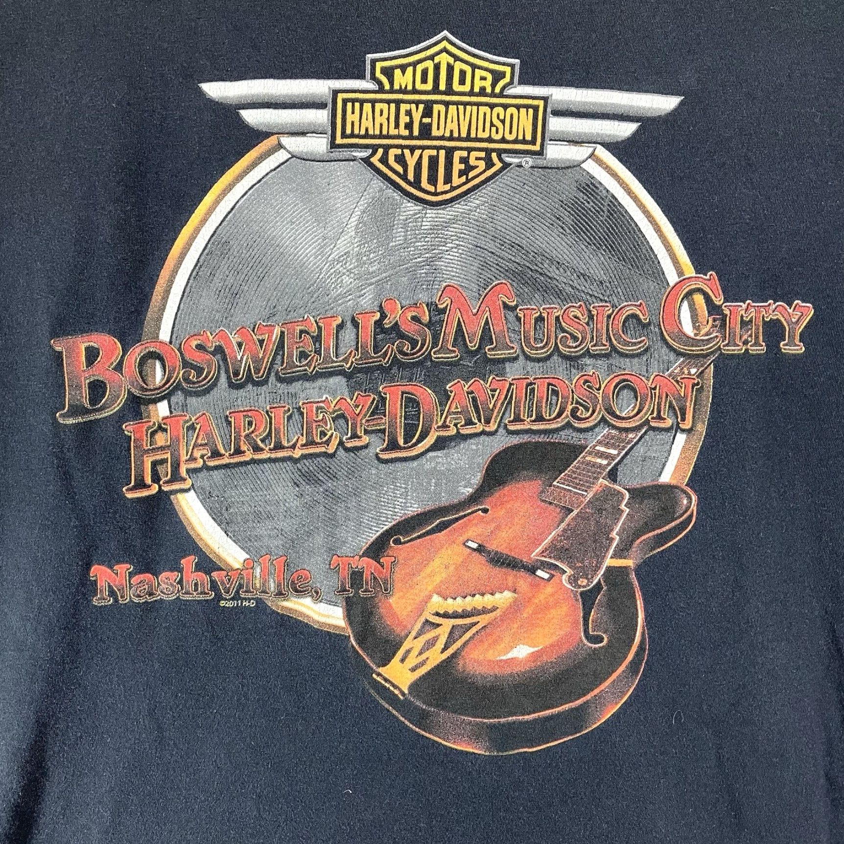 Harley Davidson Harley-Davidson T-Shirt Men's Graphic Print Guitar Nashville Tennessee Logo Cotton Black L Crew Neck Short Sleeve Vintage No Size US L / EU 52-54 / 3 - 3 Thumbnail