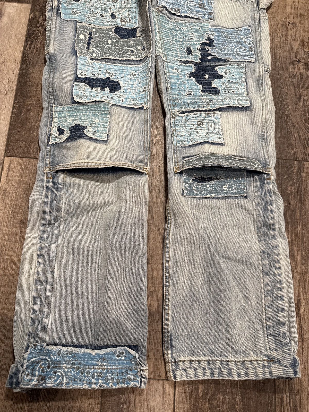 Amiri AMIRI PATCHWORK WIDE-LEG JEANS SIZE 33 Size US 33 - 3 Thumbnail